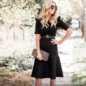 Rachel Parcell Brooklyn Midi Knit Dress Size S Womans Black Short Sleeve Ruffle